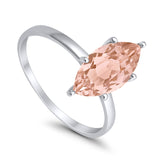 Solitaire Wedding Ring Marquise Simulated Morganite CZ 925 Sterling Silver