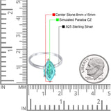 Solitaire Wedding Ring Marquise Simulated Paraiba Tourmaline CZ 925 Sterling Silver