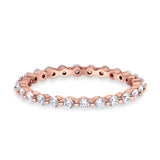 Eternity Stackable Band Round Rose Tone, Simulated Cubic Zirconia 925 Sterling Silver