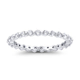 Eternity Stackable Band Round Simulated Cubic Zirconia 925 Sterling Silver