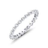 Eternity Stackable Band Round Simulated Cubic Zirconia 925 Sterling Silver