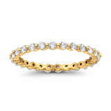 Eternity Stackable Band Round Yellow Tone, Simulated Cubic Zirconia 925 Sterling Silver