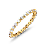 Eternity Stackable Band Round Yellow Tone, Simulated Cubic Zirconia 925 Sterling Silver