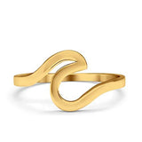 Wave Swirl Yellow Gold Tone Ring Round 925 Sterling Silver
