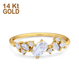 14K Yellow Gold Art Deco Engagement Band Rings Oval Simulated CZ Size 7