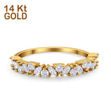 14K Yellow Gold Art Deco Wedding Eternity Band Marquise & Round Simulated CZ Rings