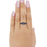 Halo Vintage Style Wedding Ring Black Tone, Simulated Rainbow CZ 925 Sterling Silver