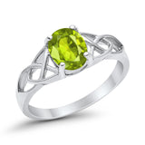 Halo Vintage Style Wedding Ring Simulated Peridot CZ 925 Sterling Silver