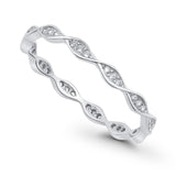 Art Deco Twisted Eternity Wedding Ring Round Simulated Cubic Zirconia 925 Sterling Silver