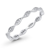 Art Deco Twisted Eternity Wedding Ring Round Simulated Cubic Zirconia 925 Sterling Silver