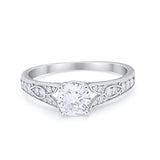 Vintage Style Round Wedding Ring Simulated Cubic Zirconia 925 Sterling Silver