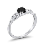 Celtic Trinity Engagement Ring Simulated Black CZ Solid 925 Sterling Silver