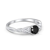 Celtic Trinity Engagement Ring Simulated Black CZ Solid 925 Sterling Silver