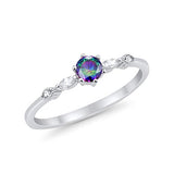 Petite Dainty Engagement Ring Marquise Simulated Rainbow CZ 925 Sterling Silver