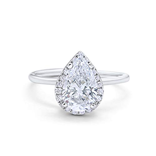 Teardrop Pear Wedding Ring Simulated Cubic Zirconia 925 Sterling Silver