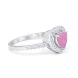 Halo Dazzling Heart Promise Ring Lab Created Pink Opal 925 Sterling Silver
