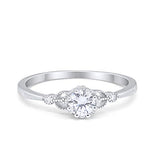 Solitaire Engagement Ring Round Simulated Cubic Zirconia 925 Sterling Silver