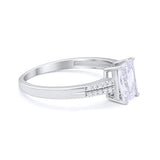 Emerald Cut Wedding Ring Simulated Cubic Zirconia 925 Sterling Silver