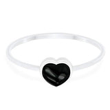 Petite Dainty Solitaire Heart Ring Heart Promise Ring Simulated Black Onyx 925 Sterling Silver