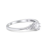 Solitaire Engagement Ring Round Simulated Cubic Zirconia 925 Sterling Silver