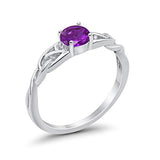 Celtic Trinity Engagement Ring Simulated Amethyst CZ 925 Sterling Silver