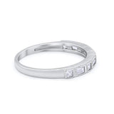 Half Eternity Wedding Ring Princess Cut Simulated Cubic Zirconia 925 Sterling Silver