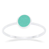 Petite Dainty Ring Round Simulated Turquoise CZ 925 Sterling Silver