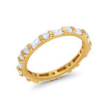 Art Deco Baguette Yellow Tone, Simulated Cubic Zirconia Wedding Ring 925 Sterling Silver
