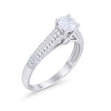 Vintage Style Engagement Ring Simulated CZ 925 Sterling Silver