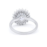 Halo Floral Wedding Ring Simulated CZ 925 Sterling Silver