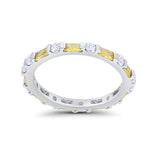 Art Deco Baguette Simulated Yellow Cubic Zirconia Wedding Ring 925 Sterling Silver