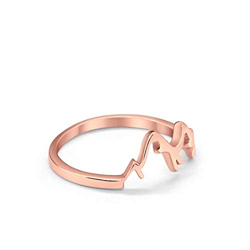 Mountain Band Ring Rose Tone 925 Sterling Silver