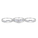 Three Piece Bridal Wedding Promise Ring Simulated Cubic Zirconia 925 Sterling Silver
