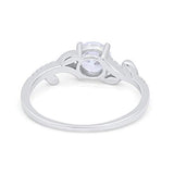 Floral Art Deco Wedding Engagement Bridal Ring Round Simulated Cubic Zirconia 925 Sterling Silver