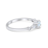 Petite Dainty Engagement Ring Marquise Lab Created White Opal 925 Sterling Silver