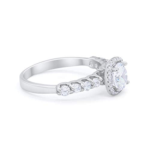 Accent Wedding Bridal Ring Simulated Cubic Zirconia 925 Sterling Silver