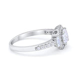 Halo Princess Cut Wedding Ring Simulated CZ 925 Sterling Silver