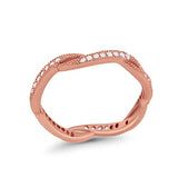 Twisted Braided Full Eternity Infinity Design Band Rose Tone, Simulated CZ 925 Sterling Silver