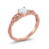 Celtic Trinity  Wedding Ring Solid Rose Tone, Lab White Opal 925 Sterling Silver
