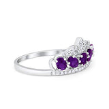 King Crown Ring Oval Simulated Amethyst CZ 925 Sterling Silver