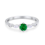 Petite Dainty Engagement Ring Marquise Simulated Green Emerald CZ 925 Sterling Silver