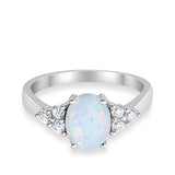 Accent Lab Created White Opal Wedding Ring 925 Sterling Silver