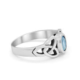 Celtic Ring Oval Bezel Stone Simulated Aquamarine CZ 925 Sterling Silver