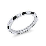 Full Eternity Baguette Round Simulated Black CZ 925 Sterling Silver