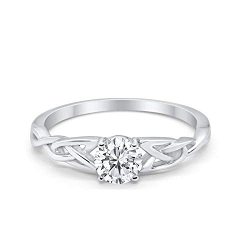 Celtic Trinity Wedding Promise Ring Simulated Cubic Zirconia 925 Sterling Silver