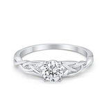 Celtic Trinity Wedding Promise Ring Simulated Cubic Zirconia 925 Sterling Silver
