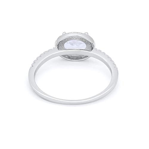 Sideways Halo Engagement Ring Round Simulated Cubic Zirconia 925 Sterling Silver
