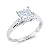 Princess Cut Clear Cubic Zirconia 925 Sterling Silver Solitaire Wedding Engagement Bridal Ring