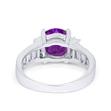 Engagement Baguette Stone Ring Simulated Amethyst CZ 925 Sterling Silver