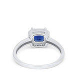 Classic Wedding Ring Princess Cut Simulated Blue Sapphire CZ 925 Sterling Silver
